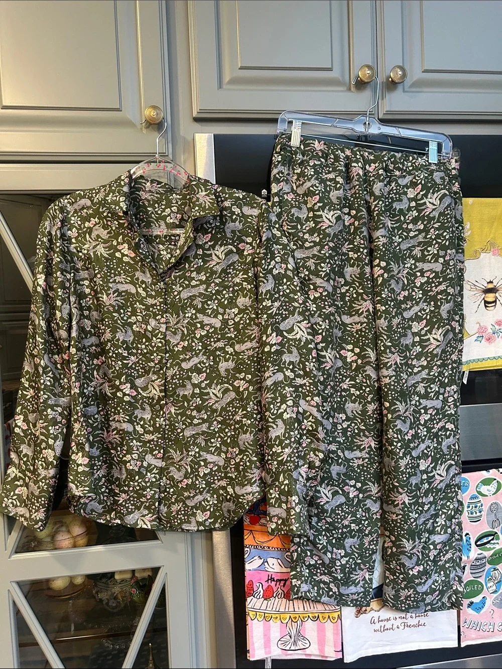 J. Crew Green Floral Women's Collections Toile Silk Set